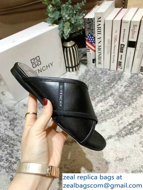 Givenchy Crossover Logo Flat Sandals Black 2019