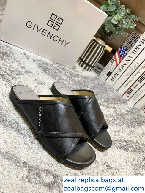 Givenchy Crossover Logo Flat Sandals Black 2019