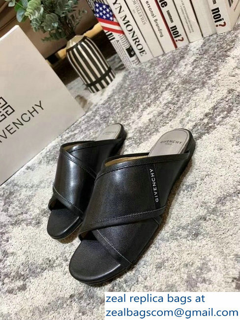 Givenchy Crossover Logo Flat Sandals Black 2019