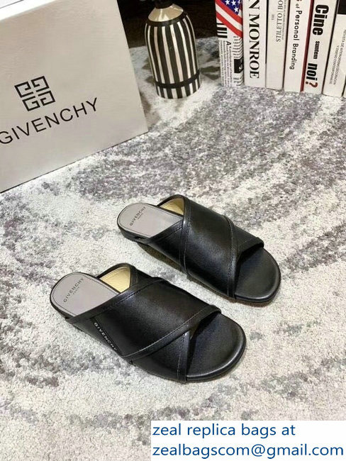 Givenchy Crossover Logo Flat Sandals Black 2019