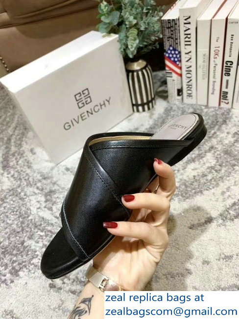 Givenchy Crossover Logo Flat Sandals Black 2019 - Click Image to Close