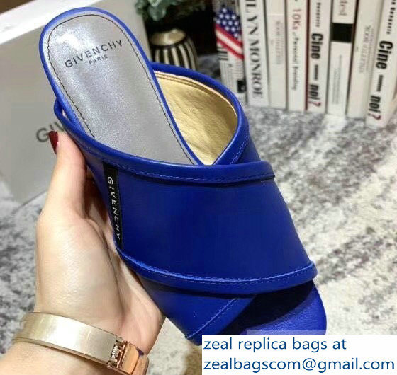 Givenchy Crossover Logo Flat Sandals Blue 2019