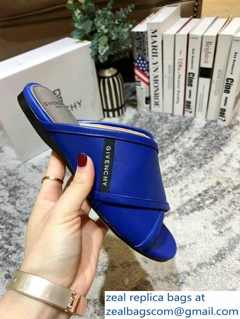 Givenchy Crossover Logo Flat Sandals Blue 2019