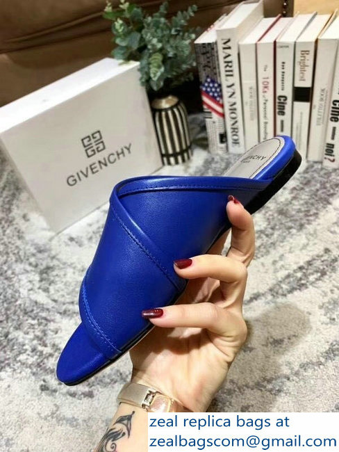 Givenchy Crossover Logo Flat Sandals Blue 2019 - Click Image to Close