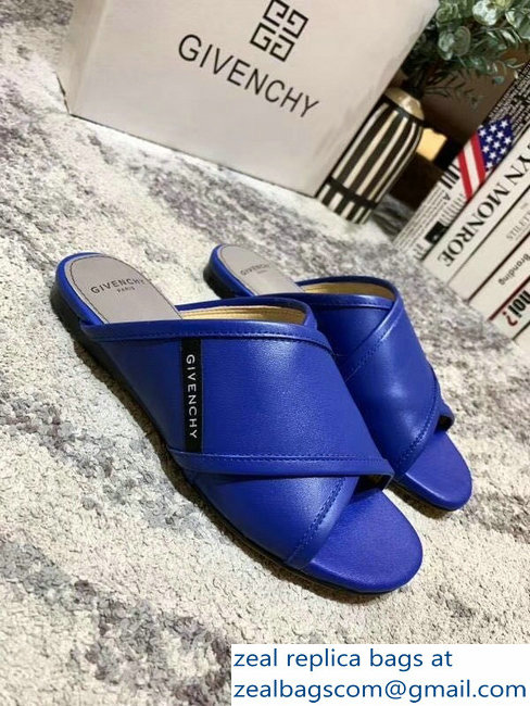Givenchy Crossover Logo Flat Sandals Blue 2019 - Click Image to Close