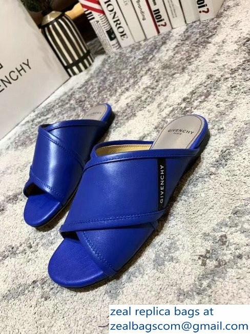 Givenchy Crossover Logo Flat Sandals Blue 2019