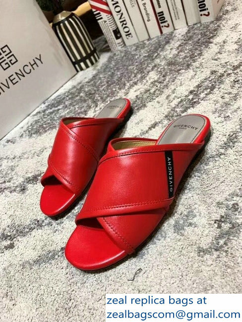 Givenchy Crossover Logo Flat Sandals Red 2019 - Click Image to Close