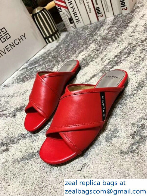 Givenchy Crossover Logo Flat Sandals Red 2019