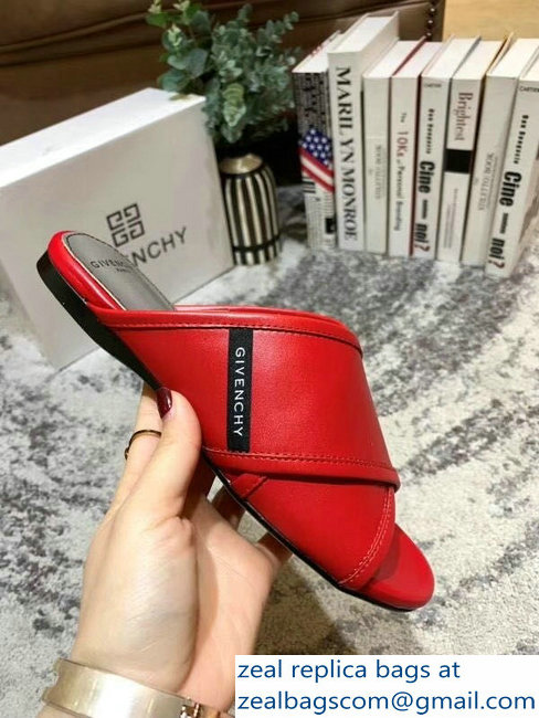 Givenchy Crossover Logo Flat Sandals Red 2019 - Click Image to Close