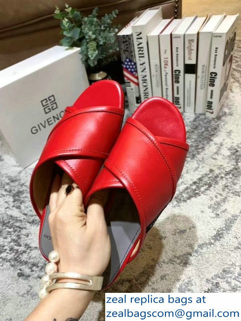 Givenchy Crossover Logo Flat Sandals Red 2019 - Click Image to Close