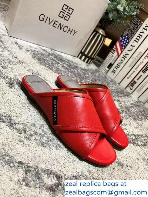 Givenchy Crossover Logo Flat Sandals Red 2019 - Click Image to Close