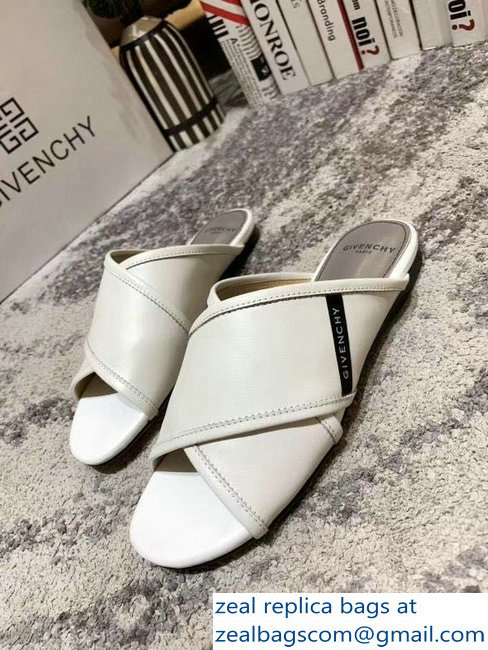 Givenchy Crossover Logo Flat Sandals White 2019 - Click Image to Close