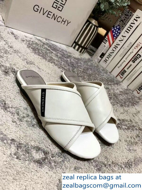 Givenchy Crossover Logo Flat Sandals White 2019