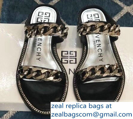 Givenchy Double-Chain Jelly Flat Sandals Black 2019