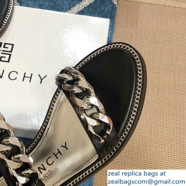 Givenchy Double-Chain Jelly Flat Sandals Black 2019