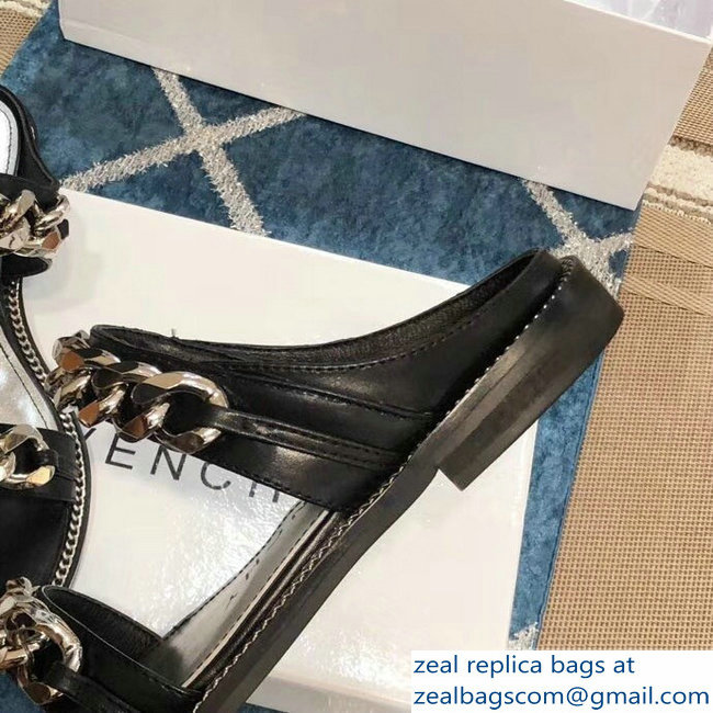 Givenchy Double-Chain Jelly Flat Sandals Black 2019 - Click Image to Close