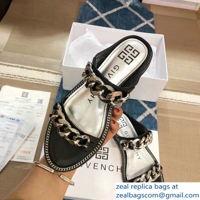 Givenchy Double-Chain Jelly Flat Sandals Black 2019 - Click Image to Close