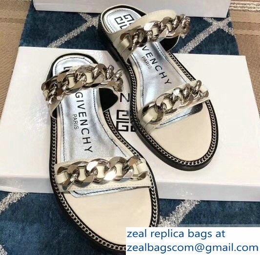 Givenchy Double-Chain Jelly Flat Sandals White 2019