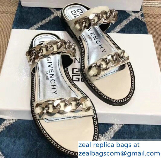 Givenchy Double-Chain Jelly Flat Sandals White 2019 - Click Image to Close