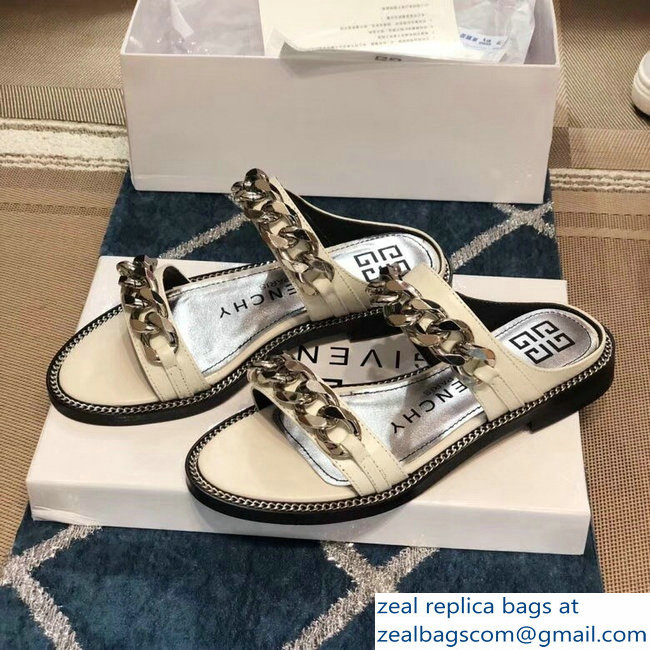 Givenchy Double-Chain Jelly Flat Sandals White 2019