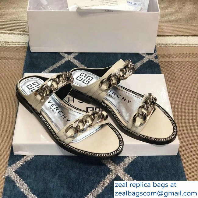 Givenchy Double-Chain Jelly Flat Sandals White 2019