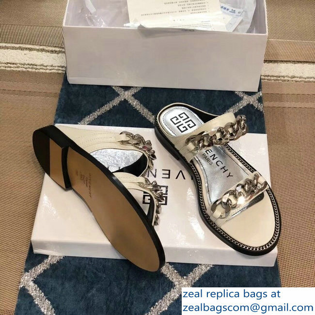 Givenchy Double-Chain Jelly Flat Sandals White 2019