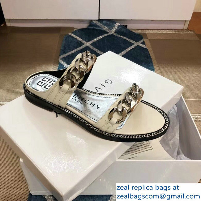 Givenchy Double-Chain Jelly Flat Sandals White 2019