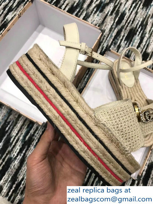 Gucci Crochet Espadrilles Sandals Nude With Pearls Double G 2019 - Click Image to Close
