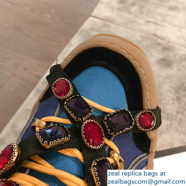Gucci Flashtrek Sneakers Blue with Removable Crystals 2019 - Click Image to Close