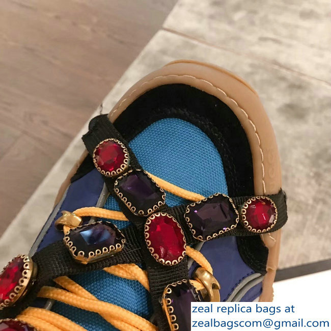 Gucci Flashtrek Sneakers Blue with Removable Crystals 2019