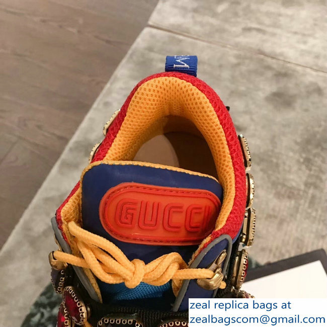 Gucci Flashtrek Sneakers Blue with Removable Crystals 2019 - Click Image to Close