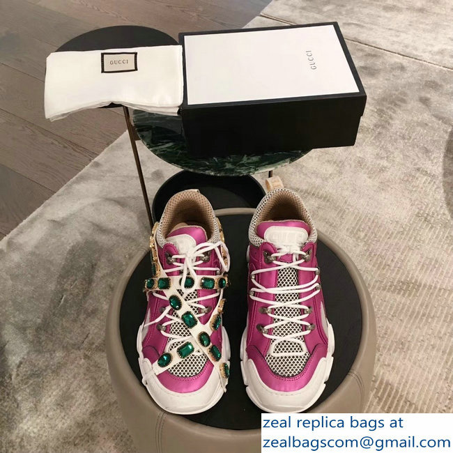 Gucci Flashtrek Sneakers Fuchsia with Removable Crystals 2019