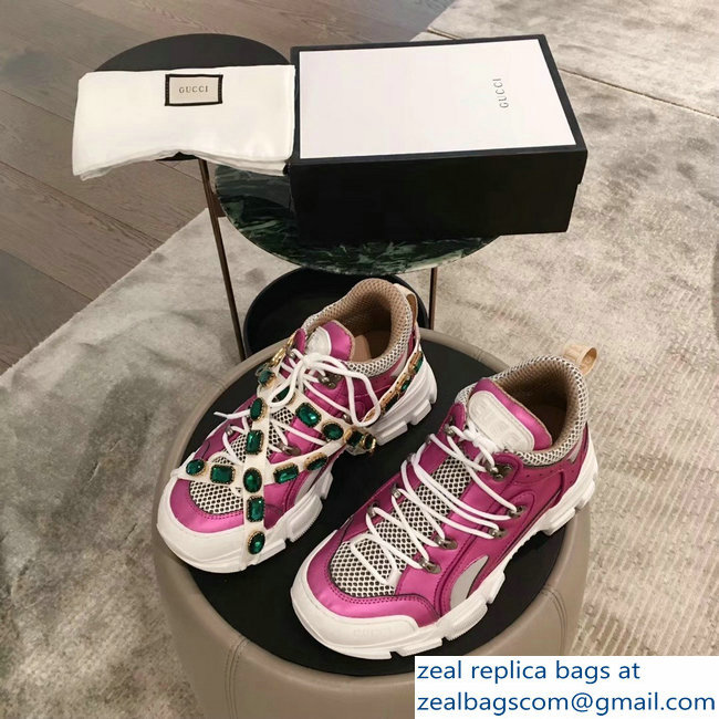 Gucci Flashtrek Sneakers Fuchsia with Removable Crystals 2019