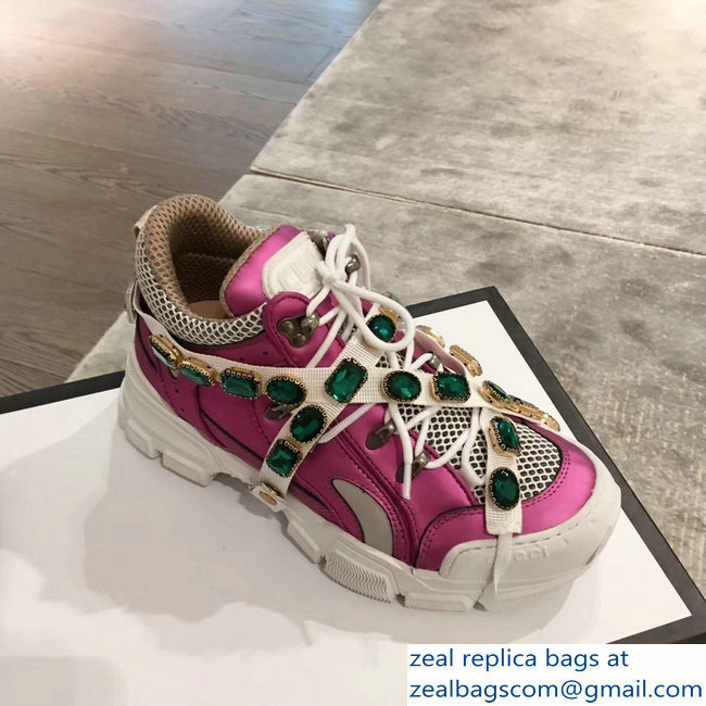 Gucci Flashtrek Sneakers Fuchsia with Removable Crystals 2019