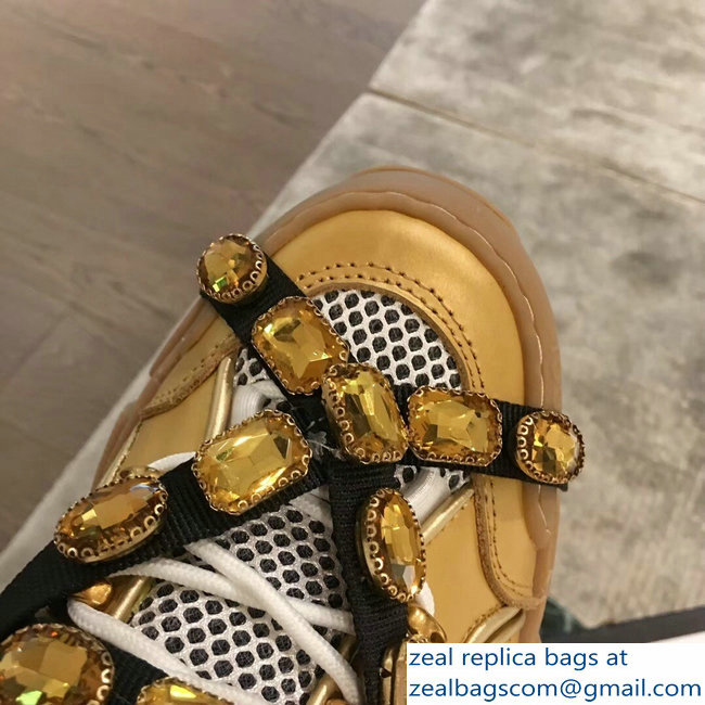 Gucci Flashtrek Sneakers Gold with Removable Crystals 2019