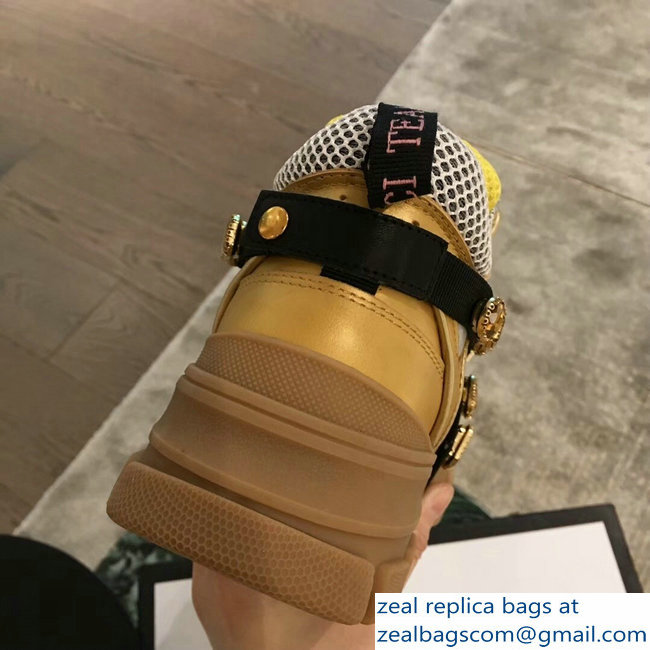 Gucci Flashtrek Sneakers Gold with Removable Crystals 2019 - Click Image to Close