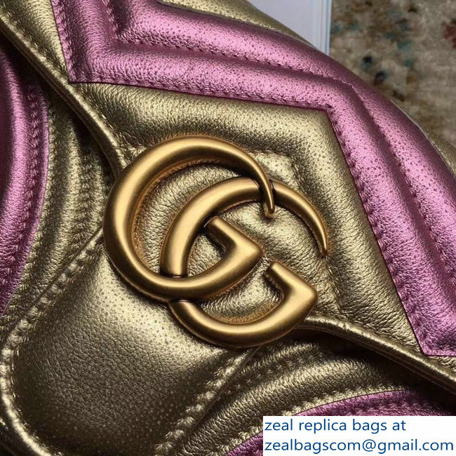 Gucci GG Marmont Matelasse Chevron Shoulder Small Bag 443497 Metallic Gold 2019 - Click Image to Close