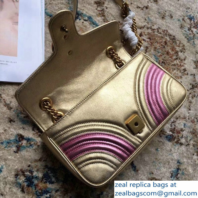 Gucci GG Marmont Matelasse Chevron Shoulder Small Bag 443497 Metallic Gold 2019 - Click Image to Close