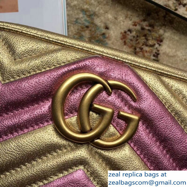 Gucci GG Marmont Matelasse Chevron Shoulder Small Bag 447632 Metallic Gold 2019 - Click Image to Close