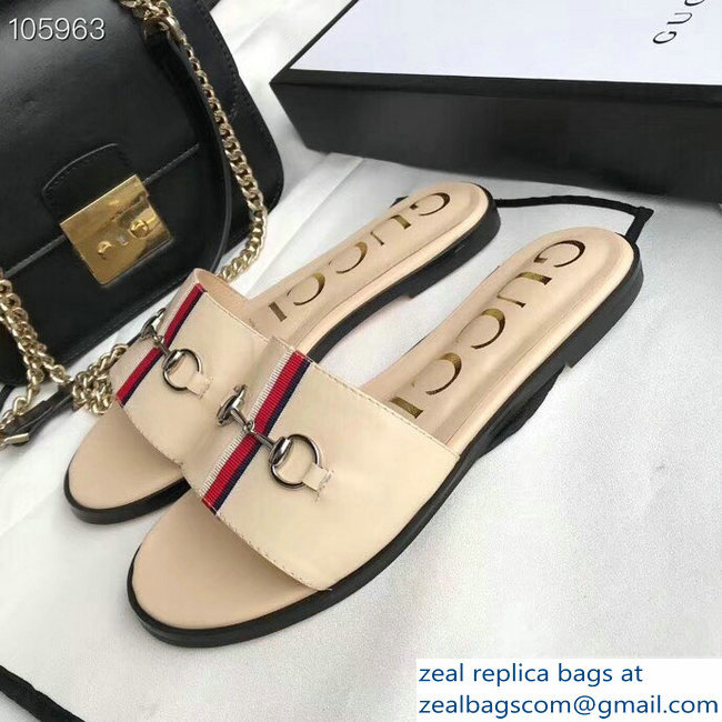 Gucci Horsebit and Sylvie Web Flat Slides Nude 2019