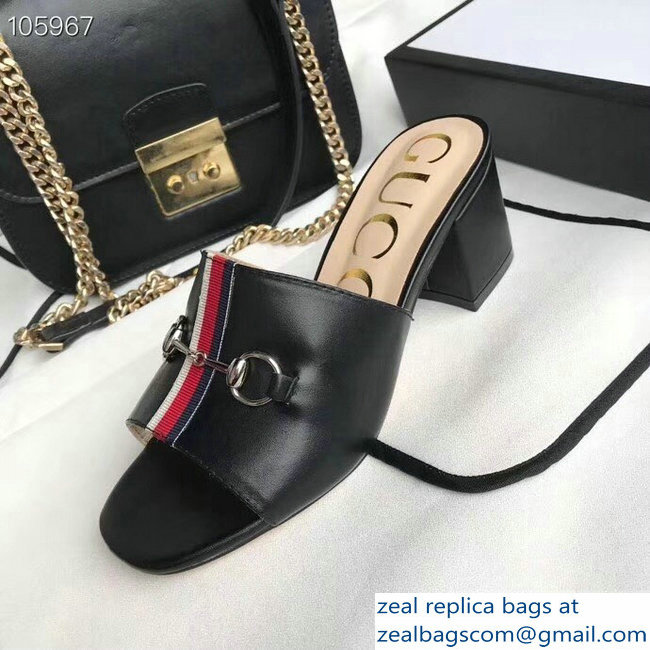 Gucci Horsebit and Sylvie Web Heel Slides Black 2019