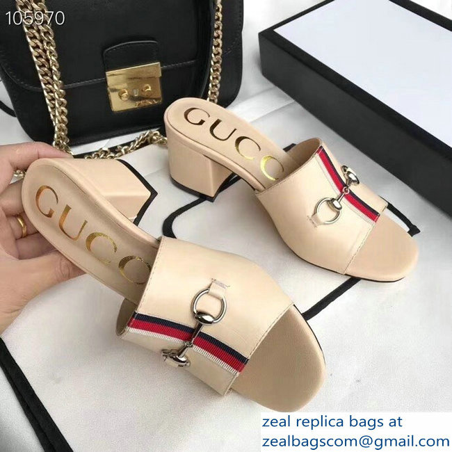 Gucci Horsebit and Sylvie Web Heel Slides Nude 2019 - Click Image to Close