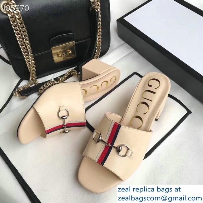 Gucci Horsebit and Sylvie Web Heel Slides Nude 2019 - Click Image to Close