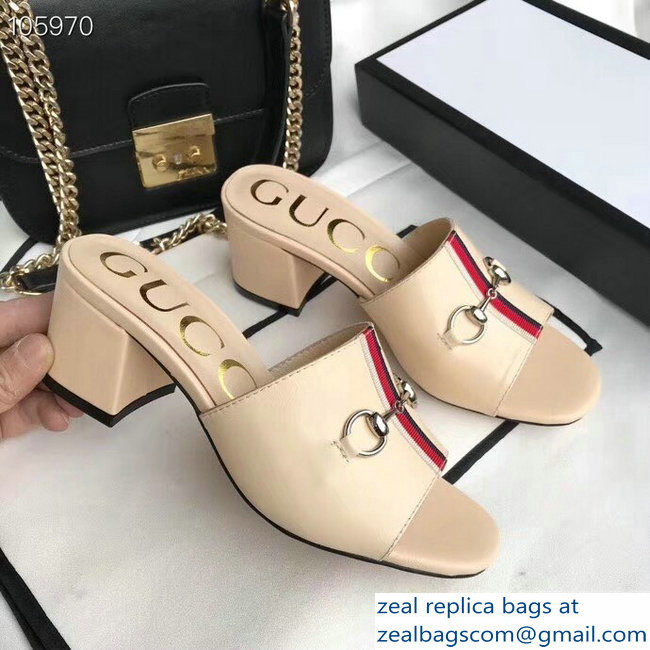Gucci Horsebit and Sylvie Web Heel Slides Nude 2019 - Click Image to Close