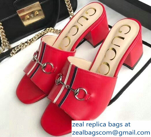 Gucci Horsebit and Sylvie Web Heel Slides Red 2019 - Click Image to Close