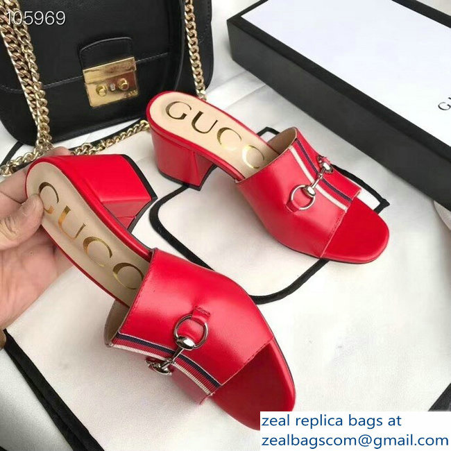 Gucci Horsebit and Sylvie Web Heel Slides Red 2019 - Click Image to Close