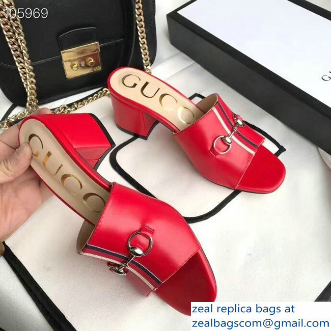 Gucci Horsebit and Sylvie Web Heel Slides Red 2019