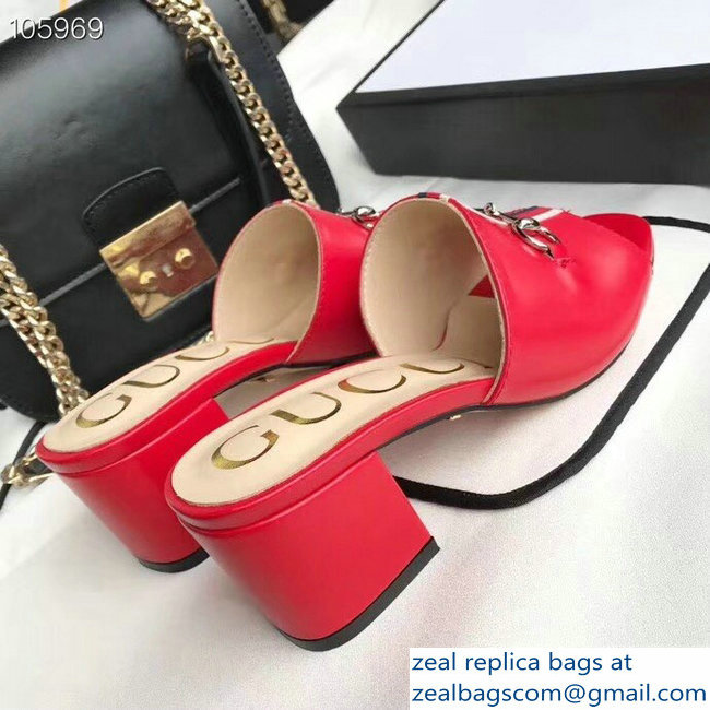 Gucci Horsebit and Sylvie Web Heel Slides Red 2019 - Click Image to Close