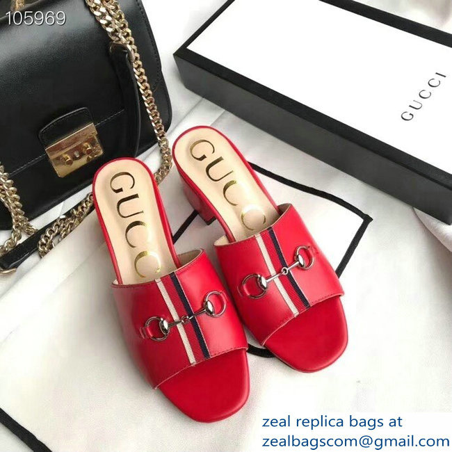 Gucci Horsebit and Sylvie Web Heel Slides Red 2019
