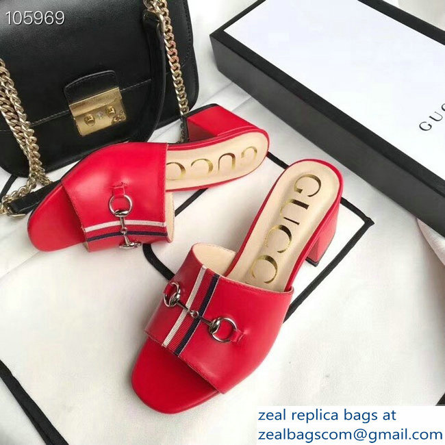 Gucci Horsebit and Sylvie Web Heel Slides Red 2019 - Click Image to Close